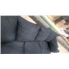 Image 6 : Black Microfiber Three-Seat Sofa with Rounded Armrests 88"
