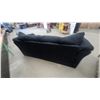 Image 7 : Black Microfiber Three-Seat Sofa with Rounded Armrests 88"