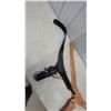 Image 5 : Two Tooled Leather Western Gun Belts with Holsters and Bullet Loops, Black and Natural Tan