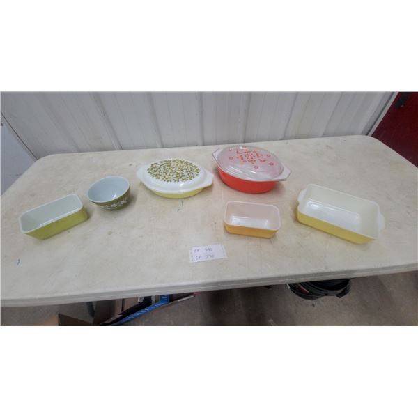 Vintage Pyrex Daisy Bowl, Spring Blossom and Friendship Casseroles, Loaf Pans, and More