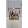 Image 1 : Framed Needlepoint Deer Family in Mountain Landscape with Wood Frame and Beige Mat21 x 25"