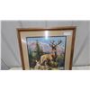 Image 2 : Framed Needlepoint Deer Family in Mountain Landscape with Wood Frame and Beige Mat21 x 25"