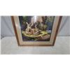 Image 3 : Framed Needlepoint Deer Family in Mountain Landscape with Wood Frame and Beige Mat21 x 25"