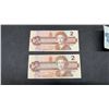 Image 2 : Canadian 1986 Two-Dollar Banknotes, Five-Dollar Banknote, and Assorted Canadian & American Coins