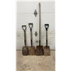 Image 1 : Lot of Four Flat-Blade Transfer Shovels with D-Handle and Long-Handle Styles and More