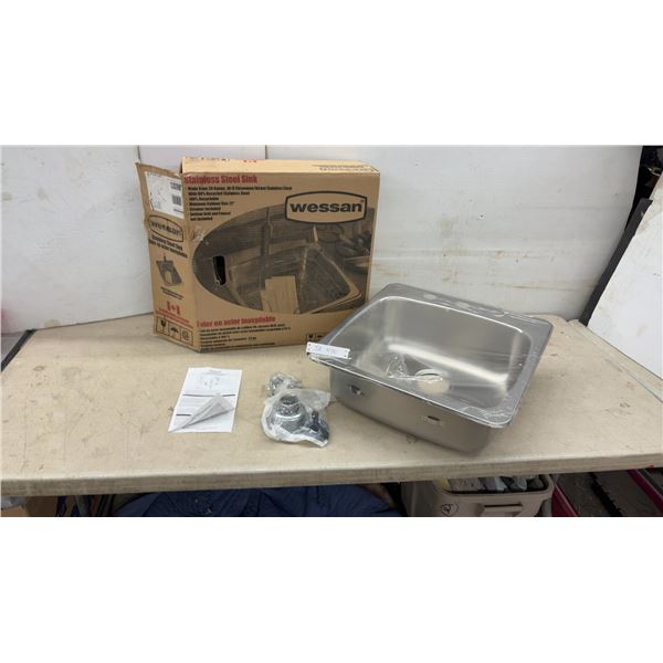 Wessan 20 Gauge 18/8 Chromium/Nickel Stainless Steel Single-Bowl Drop-In Sink with Strainer