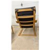 Image 3 : IKEA Poäng Bentwood Lounge Chair with Black Leather / Leather Style Cushion and Matching Ottoman