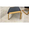Image 6 : IKEA Poäng Bentwood Lounge Chair with Black Leather / Leather Style Cushion and Matching Ottoman