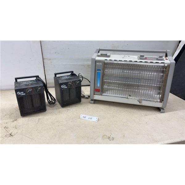 Two Super Furnace CH2500C 1800-Watt Electric Fan Heaters and Marvin Radiant Quartz Heater