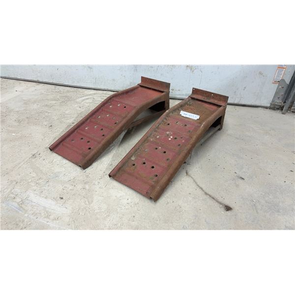Pair of Pressed Steel Automotive Service Ramps