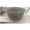 Image 2 : Galvanized Square Wash Tub, Round Wash Tub, and Wooden Bushel Basket