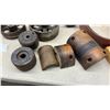 Image 3 : Vintage Industrial Cast Iron Pulleys, Wooden Journal Bearings, Drive Belts, and More