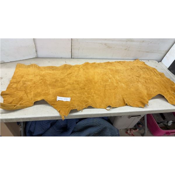 Yellowish-Tan Suede Leather Deer Half Hide, Approximately 24 x 61"