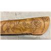 Image 3 : Hand-Tooled Western Leather Rifle Scabbard, "Melvin" Buttstock Cover, and Sunglasses with Case