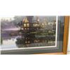 Image 5 : Kim Norlien "Cabin Fever" Oak Framed Print of Log Cabin by Lake, 19 x 25"