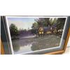 Image 6 : Kim Norlien "Cabin Fever" Oak Framed Print of Log Cabin by Lake, 19 x 25"
