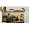 Image 6 : Vintage Beveled Bronze Wall Mirror with Gold-Tone Rococo Scrollwork Corner Accents, 33 x 51"