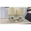Image 1 : Pair of Vintage Iridescent Ceramic Floral Bouquet Table Lamps with Pleated Shades, 30" High