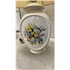 Image 2 : Pair of Vintage Iridescent Ceramic Floral Bouquet Table Lamps with Pleated Shades, 30" High