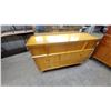 Image 2 : Mid-Century Modern Maple Dresser 33 x 50 x 17" with Mirror 32 x 42" and Matching Tall Chest