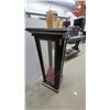 Image 4 : Black and Gold Pedestal Display Case with Glass Panels and Interior Light 43 x 16 x 16"