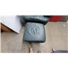 Image 4 : Dark Green Leather Overstuffed Armchair with Matching Ottoman Swivels