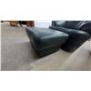 Image 5 : Dark Green Leather Overstuffed Armchair with Matching Ottoman Swivels