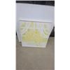 Image 1 : Framed Floral Still Life Painting of Yellow Daisies with Abstract Trellis Design 37 x 37"