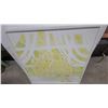 Image 2 : Framed Floral Still Life Painting of Yellow Daisies with Abstract Trellis Design 37 x 37"