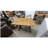 Image 1 : Danish Modern Oak Drop-Leaf Trestle Dining Table 30 x 48 x 36" with Four Cane-Back Chairs plus Leaf