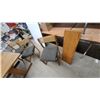 Image 4 : Danish Modern Oak Drop-Leaf Trestle Dining Table 30 x 48 x 36" with Four Cane-Back Chairs plus Leaf
