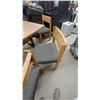 Image 6 : Danish Modern Oak Drop-Leaf Trestle Dining Table 30 x 48 x 36" with Four Cane-Back Chairs plus Leaf