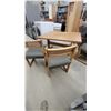 Image 7 : Danish Modern Oak Drop-Leaf Trestle Dining Table 30 x 48 x 36" with Four Cane-Back Chairs plus Leaf