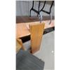 Image 8 : Danish Modern Oak Drop-Leaf Trestle Dining Table 30 x 48 x 36" with Four Cane-Back Chairs plus Leaf