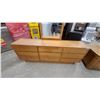 Image 2 : Mid-Century Modern Oak Dresser 26 x 16 x 72" with Mirror 40 x 24" and Nite Stand