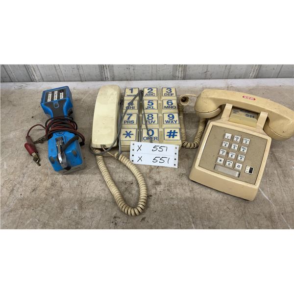 Webcor Big Button Telephone, AT&T Push-Button Desk Phone, and Tone Probe Kit