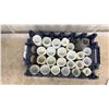 Image 2 : Lot of 23 Vintage Milk Glass Jars with a Clear Glass Jar in PBG Crate