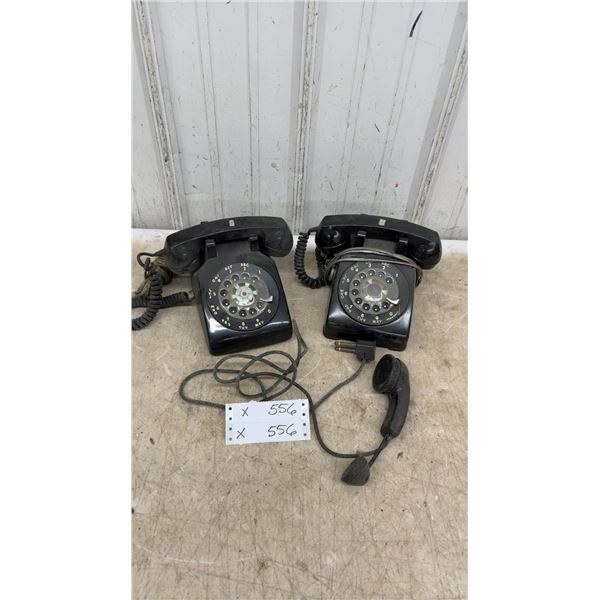 Pair of Northern Electric 500-Type Black Rotary Dial Desk Telephones, Late 1950s-1960s