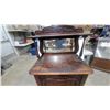 Image 4 : Antique Victorian Carved Mahogany Music Cabinet with Beveled Mirror Back 53 x 14 x 20"