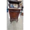 Image 5 : Antique Victorian Carved Mahogany Music Cabinet with Beveled Mirror Back 53 x 14 x 20"