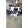 Image 2 : Set of Three Dark Brown Tufted Faux Leather Adjustable Swivel Bar Stools with Chrome Bases