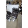 Image 3 : Set of Three Dark Brown Tufted Faux Leather Adjustable Swivel Bar Stools with Chrome Bases