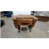 Image 1 : White Treadle Sewing Machine in Ornate Carved Oak Cabinet with Cast Iron Base