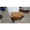 Image 2 : White Treadle Sewing Machine in Ornate Carved Oak Cabinet with Cast Iron Base
