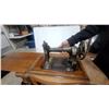 Image 5 : White Treadle Sewing Machine in Ornate Carved Oak Cabinet with Cast Iron Base