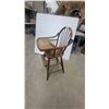 Image 2 : Antique Windsor-Style Spindle Back Wooden High Chair with Tray and Footrest