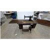 Image 1 : Singer Treadle Sewing Machine in Wooden Cabinet with Cast Iron Stand