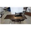 Image 3 : Singer Treadle Sewing Machine in Wooden Cabinet with Cast Iron Stand