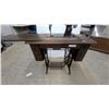 Image 4 : Singer Treadle Sewing Machine in Wooden Cabinet with Cast Iron Stand