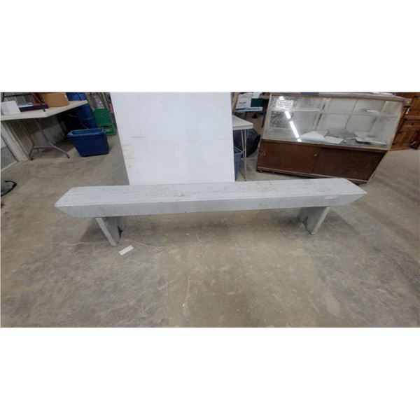 White-Painted Wooden Plank Bench with Triangular End Supports 80 "